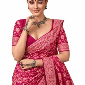 Women's Banarasi Kanjivaram Art Silk Saree with Blouse Piece, Traditional Floral Woven Design Fancy Saree for Wedding, Festive, Party & Ethnic Wear