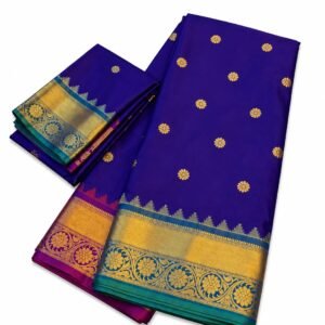 Banarasi Semi Katan Silk Saree with Zari Work Floral Buti
