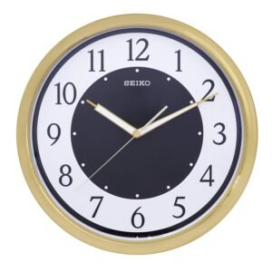 Seiko Unique Round Cream Color Analog Plastic Home Decor Wall Clock with Sweep Movement (Size: 31 x 4 x 31 CM | Weight: 680 gram | Color: Cream)