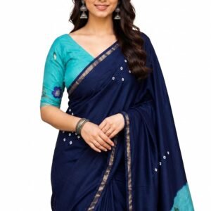 SUPERLAXMI Women's Woven Maheshwari Soft Silk Zari Border Saree With Unstitched Blouse Piece