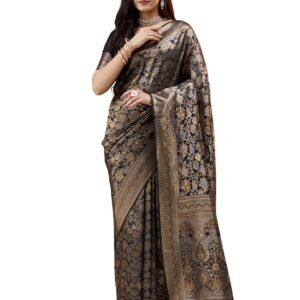 SIRIL Women's Banarasi Silk Saree Pure Silk Kanjivaram Saree With Unstitched Blouse Piece