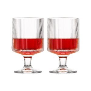 Drinking Wine Glasses | 240 ML | Premium, Champagne, Crystal, Vintage, Italian Glass Mug | Perfect for Home, Bar, Casino Party | (Pack of 2)