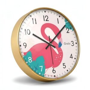 Flamingo Wall Clock for Home Decor Non-Ticking Silent Wall Clock | Modern Wall Watch for Hall, Living Room, Office & Bedroom | Fancy Wall Clocks Battery Operated | Round Easy-to-Read Wall Watch