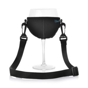 Beautyflier Adjustable Wine glass lanyards, Lycra Large Bordeaux Burgundy Cup Red Wine Balloon Glasses Snifter Drink Holder with Neck Strap, Insulator Holder Necklace for Wine Walk Wine Festival Party