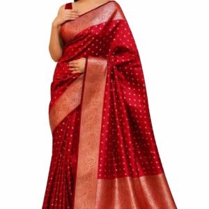 GLOSY Women's Saree | Banarasi Saree for Women | Pure Silk Soft Kanjivaram Saree with Zari Border | Wedding & Function,Festive, Party,Traditional Woven pattu saree | With Unstitched Blouse Piece