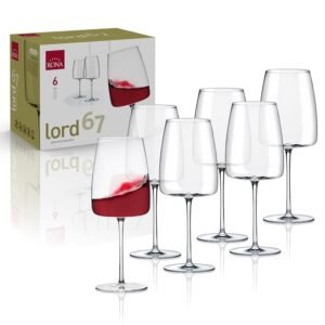 RONA Lord 67 Wine Glass | 22 oz. | Set of 6 | Lord Collection | Party Set & Red Wine Glasses | Crystalline Glass | Ideal for Home, Restaurant, Party, Wedding, Wine | Made in Europe |