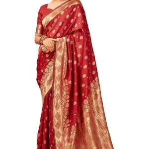 Yashika Women Banarasi Kanjivaram Silk Saree Set with Blouse |saree for Women | Saree | New Sari | Latest Saree