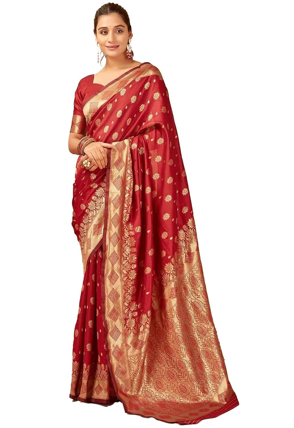 Yashika Women Banarasi Kanjivaram Silk Saree Set with Blouse |saree for Women | Saree | New Sari | Latest Saree