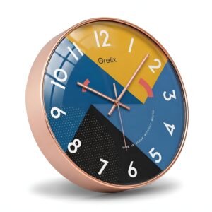 Modern Wall Clock for Living Room Decor Stylish Look | Unique Analog Wall Watch for Bedroom Kitchen Office Hall | Elegant Decorative Wall Clock for Home Interior Decoration Gift Item(Geometric)