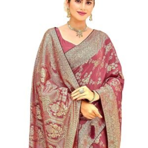 SIRIL Women's Kanjivaram Silk Saree Pure Silk Banarasi Saree with Unstitched Blouse Piece