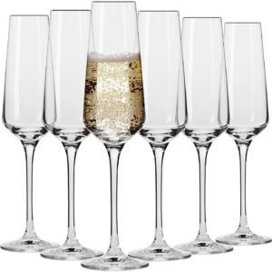 250ml Crystal Champagne Flute Glass Set of 6 | Perfect for Home, Restaurants and Parties | Lead-Free, Clear, Durable Glassware Perfect for Home, Restaurants and Parties