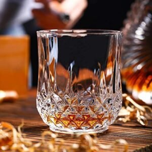 VILON Italian Premium Old Fashioned Crystal Whiskey Glass Set 6, 320 ML, Transparent (Newyork Whiskey 300ML)