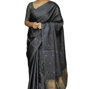 Anjaneya Sarees Woven Banarasi Silk Kanjivaram Solid Designer Saree With Blouse
