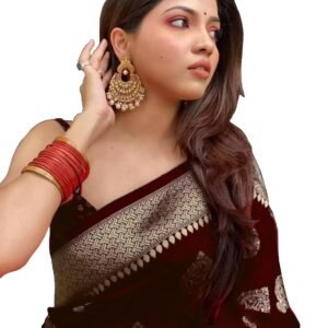 Shasmi Women's Banarasi Saree Pure Kanjivaram Silk Saree Soft new ladies 2026 Design Wear Pattu Sarees Latest Cotton Party Sari collections With Blouse Piece for Wedding sadi (PARI 122)