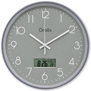12 Inch Wall Clock with LCD Display | Perpetual Calendar and C° Temperature