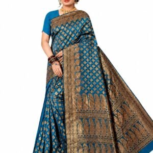 Semi-Tussar Silk Saree for Women with Zari Minakari Work | Lightweight Soft Fabric Saree with Pallu & Blouse | Designer Ethnic Wear for Weddings, Festivals & Special Occasions
