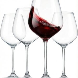 Paksh Novelty Italian Red Wine Glasses - 18 Ounce - Lead Free - Shatter Resistant - Wine Glass Set of 4, Clear