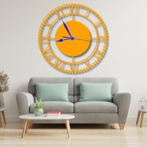 Ventuos K Group Modern & Stylish Metal Wall Clock for Living Room, Bedroom, School, Office, Kitchen & Bar Designer Wall Clock for Home and Hall Dcor - Roman Round(DA-26 Orange40cm_Orange_40cm)
