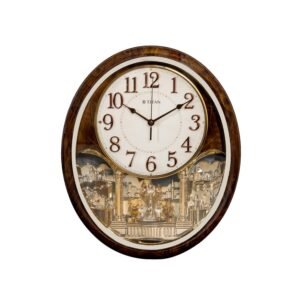 Titan Mantle Pendulum Wall Clock with Light Sensor Chime & Auto Silence Function, Model W0128PR01 | 42.5 cm x 30.6 cm x 9 cm