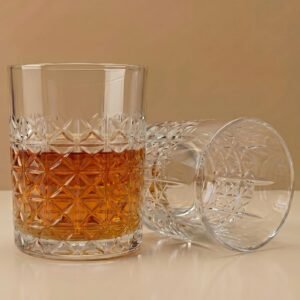 Allo Glass Set Of 6 Premium Whisky Glasses, 210 ml, For Drinking Water, Wine, Cocktail, Mocktail, Martini, Liquor, Alcohol, Scotch, Bourbon | Gift Set Packaging | Transparent Diamond Cut Whiskey Glass