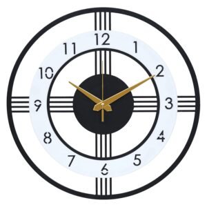 Stylish Metal Wall Clock for Living Room|Antique Big Size Modern Wall Watch for Bedroom, Office, Kitchen, Hall & Home Decor (Style 1, 40 Cm), Analog, Multicolor