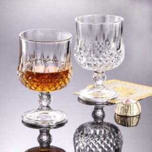 220 MLClassic Red Wine Glasses Set | Crystal Shine Wine Glass, Designed Crystal Wine Glass, Wine Short Glass (220ml) (Set of 02)