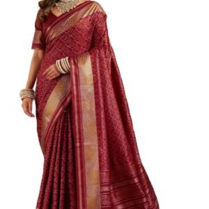 SWORNOF Women's Kanjivaram Soft Silk Banarasi Sarees With Unstiched Blouse Piece