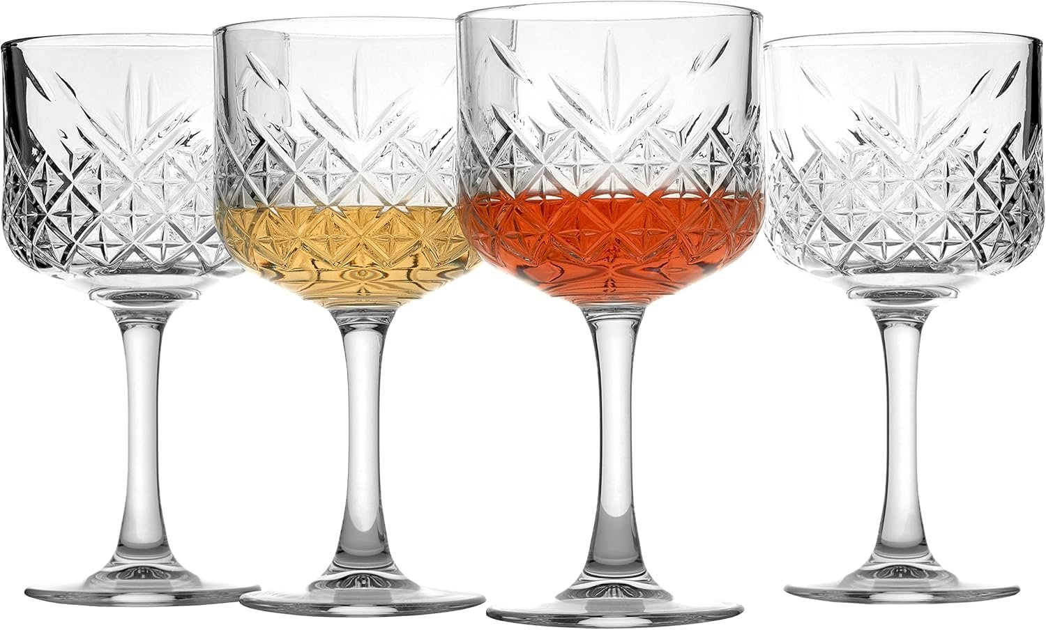 PrimeWorld Set of 2 Pcs 500 ml Wine Glass Cut Design Wine Glass Red Wine White Wine Drinking Glasses 100% Lead Free Glass Mojito Brandy Scotch Glasses