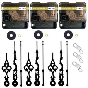 Combo of 3 Ajanta Mfg. Battery Operated Plastic Ticking Wall Clock Movement Machine with Hands (Made in India 100%) (Black 1)
