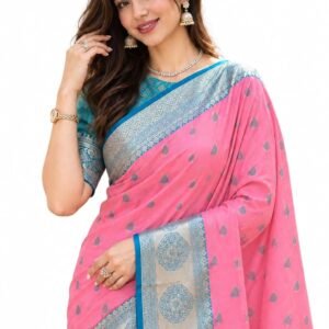 Womens Festive Special Banarasi Silk Saree with Blouse Piece | Shubho Pujo | Navaratri | Wedding