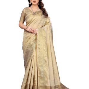 Women's Banarasi Silk Weave Saree With Blouse Piece (AZ-JN-P1-KANJIVARAM CREAM)
