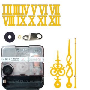 12 Pcs Arabic Mirrored Acrylic Numerals Movement Machine 22Mm For Wood Resin Marble Analog Clock Fancy Needles Pack 1 (Gold D2)