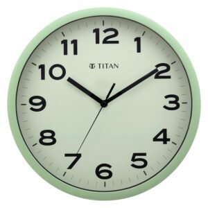 Titan Contemporary Light Green Wall Clock with Minimal Dial Design, Silent Sweep, Model W0044PA01 | 30 cm x 30 cm x 4.5 cm