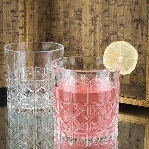 Crystal Whiskey Glass 300 ML, Set of 4 Different Shape with Bottom Rocks Barware Set Diamond Glass Scotch, Bornbon, Brandy Glasses and Cocktail Drink for Wine, Whiskey, Beer Glasses