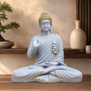The Advitya Buddha Idol for Home Decor Items |Buddh/Gautam Buddha/Shakyamuni Statue Figurine Showpiece for House Warming Birthday Gift|Home Decoration Items for Living Room|14.5 in. (Grey)