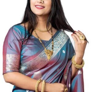 SWORNOF Womens Kanjivaram Banarasi Silk Saree Patola saree with Unstitched blouse piece
