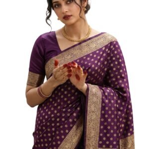 Shri Hari Sarees Women's Woven Banarasi Art Silk Saree with Unstitched Blouse Piece