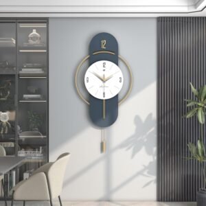 RECTITUDE Large Silent Wall Clock Metal Decorative Wall Clocks 3D Modern Non-Ticking Silent Quartz Clocks for Living Room Home Kitchen Bedroom House Office Decoration Wall Decor for Indoor House