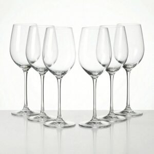 Ash & Roh Wine Glass Style Crystal Bordeaux Wine Glasses Red Wine Glasses Lead-Free Premium Crystal Clear Glass (Pack of 6), 300 ML