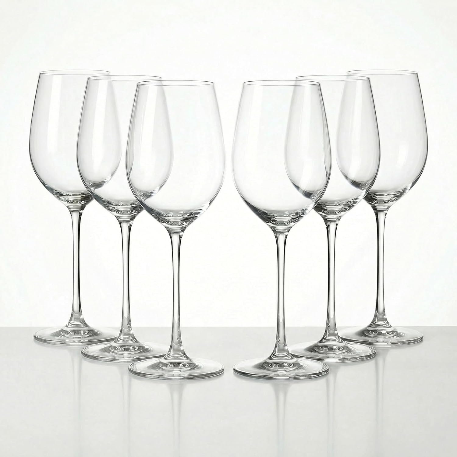 Ash & Roh Wine Glass Style Crystal Bordeaux Wine Glasses Red Wine Glasses Lead-Free Premium Crystal Clear Glass (Pack of 6), 300 ML