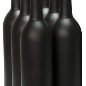 North Mountain Supply Glass Bordeaux Wine Bottles, 750ml x 6, Black Frosted