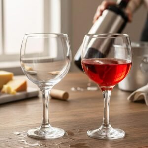 Table & Tale Barone 490 ml Wine Glass Set of 4 from Brazil | Crystal Red & White Wine Glasses for Home, Bar, Parties | Elegant Stemware for Cabernet, Pinot Noir, Chardonnay & More