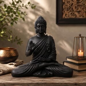 The Advitya Buddha Idol for Home Decor Items |Buddh/Gautam Buddha/Shakyamuni Statue Figurine Showpiece for House Warming Birthday Gift|Home Decoration Items for Living Room|14.5 in. (Black)