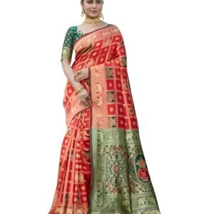 Yashika Women's Banarasi Kanjivaram Silk Woven Saree | Animal Printed Patola Silk Saree for Women