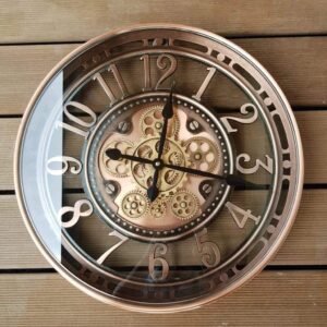 INFINITY TIME 21" Moving Gear Wall Clocks for Living Room Decor, Copper