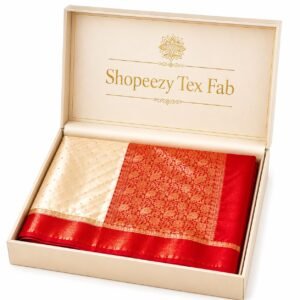 Bengali Kanjivaram Saree White and Red