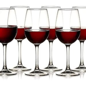V Bright Clear Glass Red Wine Glasses Set of 6 with Long Stem 350ml