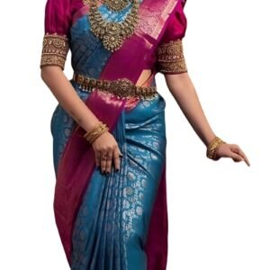 Sidhidata Women's Kanjivaram Banarasi Paithani Jacquard Silk Saree With Unstitched Blouse Piece