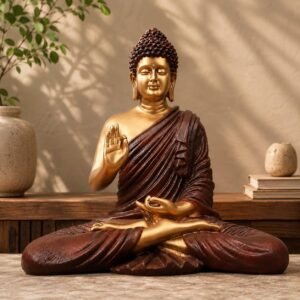 The Advitya Buddha Idol for Home Decor Items |Buddh/Gautam Buddha/Shakyamuni Statue Figurine Showpiece for House Warming Birthday Gift|Home Decoration Items for Living Room|14.5 in. (Brown)