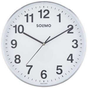 Amazon Brand - Solimo Office Round Analog Wall Clock | Plastic | Silent Sweep Movement | 12 Inch | White